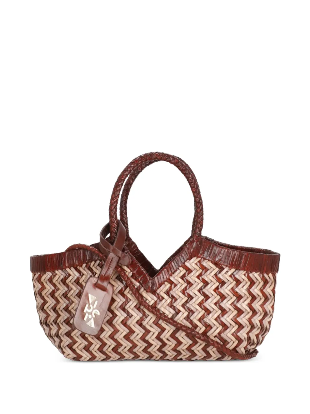 VIPERA Monet zigzag-motif leather tote bag - Brown