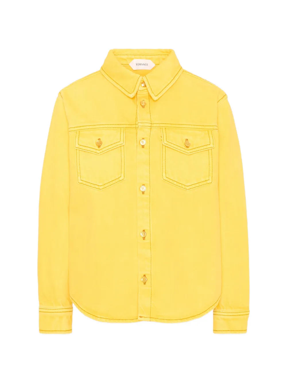 Versace Kids contrast-stitch denim jacket - Giallo
