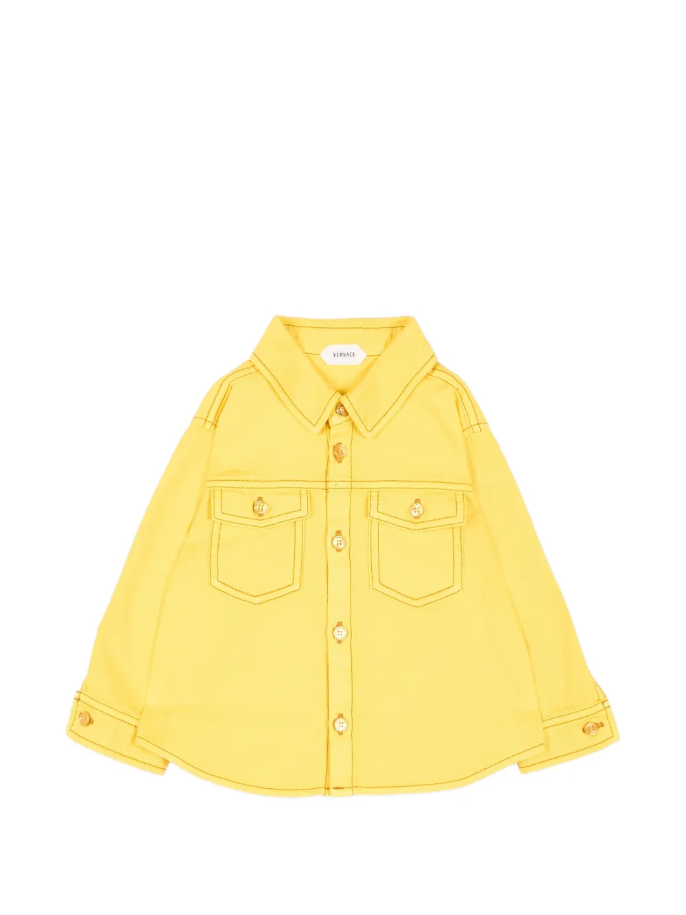 Versace Babies' Contrast-stitch Denim Jacket In Yellow