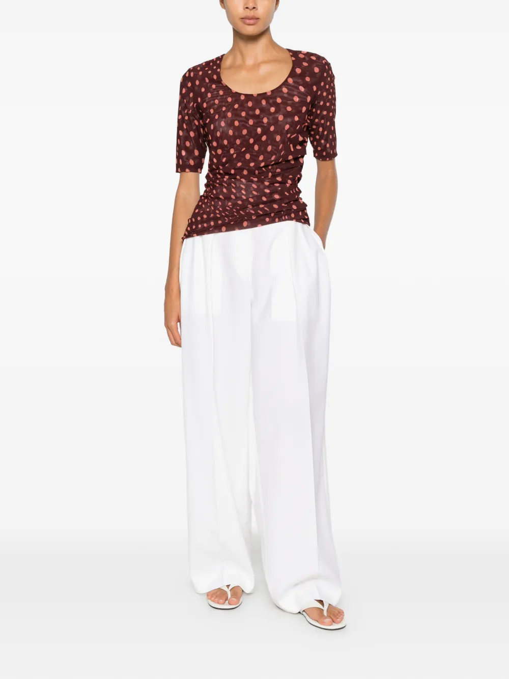 Stella McCartney Top met stippen en ruches Bruin