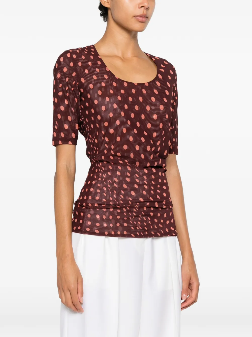 Stella McCartney Top met stippen en ruches Bruin