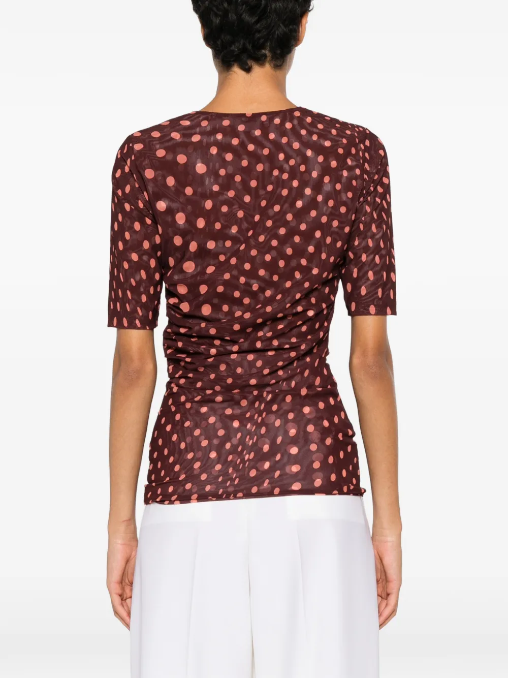 Stella McCartney Top met stippen en ruches Bruin