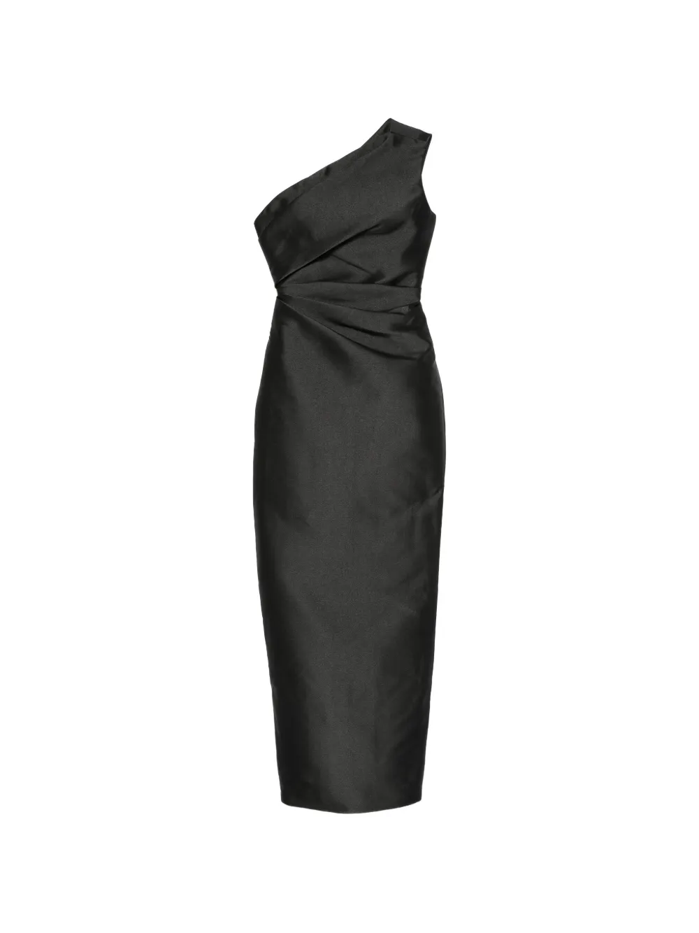 Solace London one-shoulder pleated maxi dress - Nero