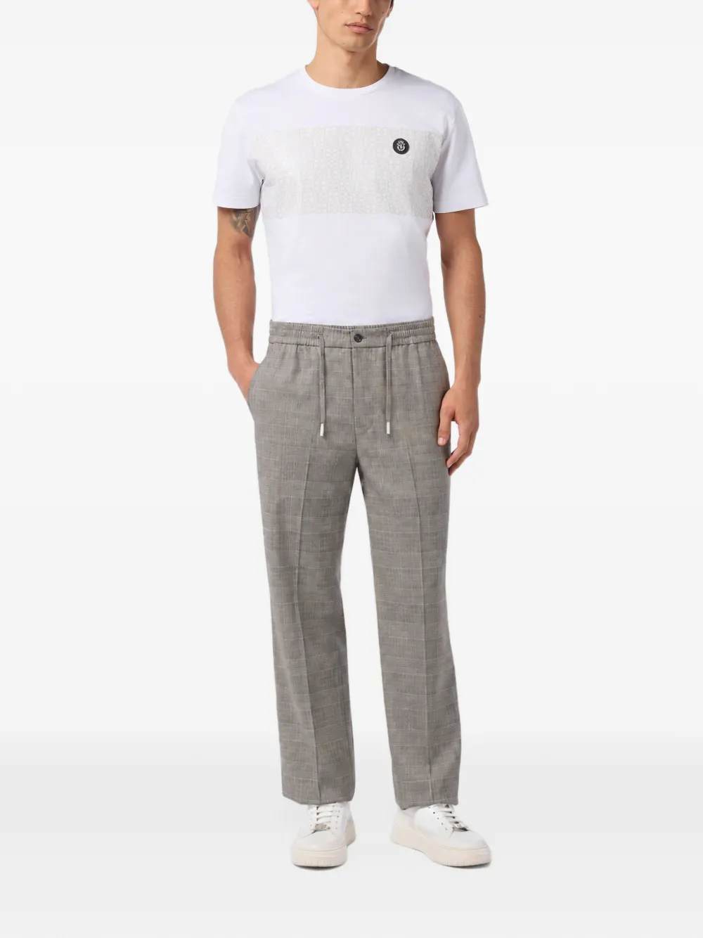 Billionaire Prince of Wales check track pants Beige