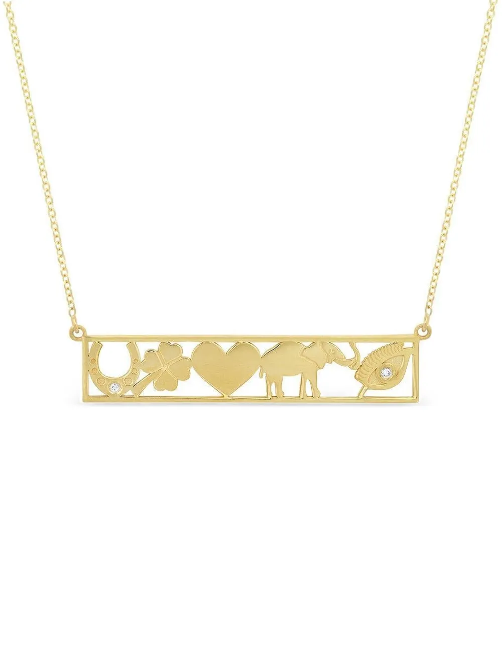 Jennifer Meyer Good Luck Diamond Bar Necklace In Gold