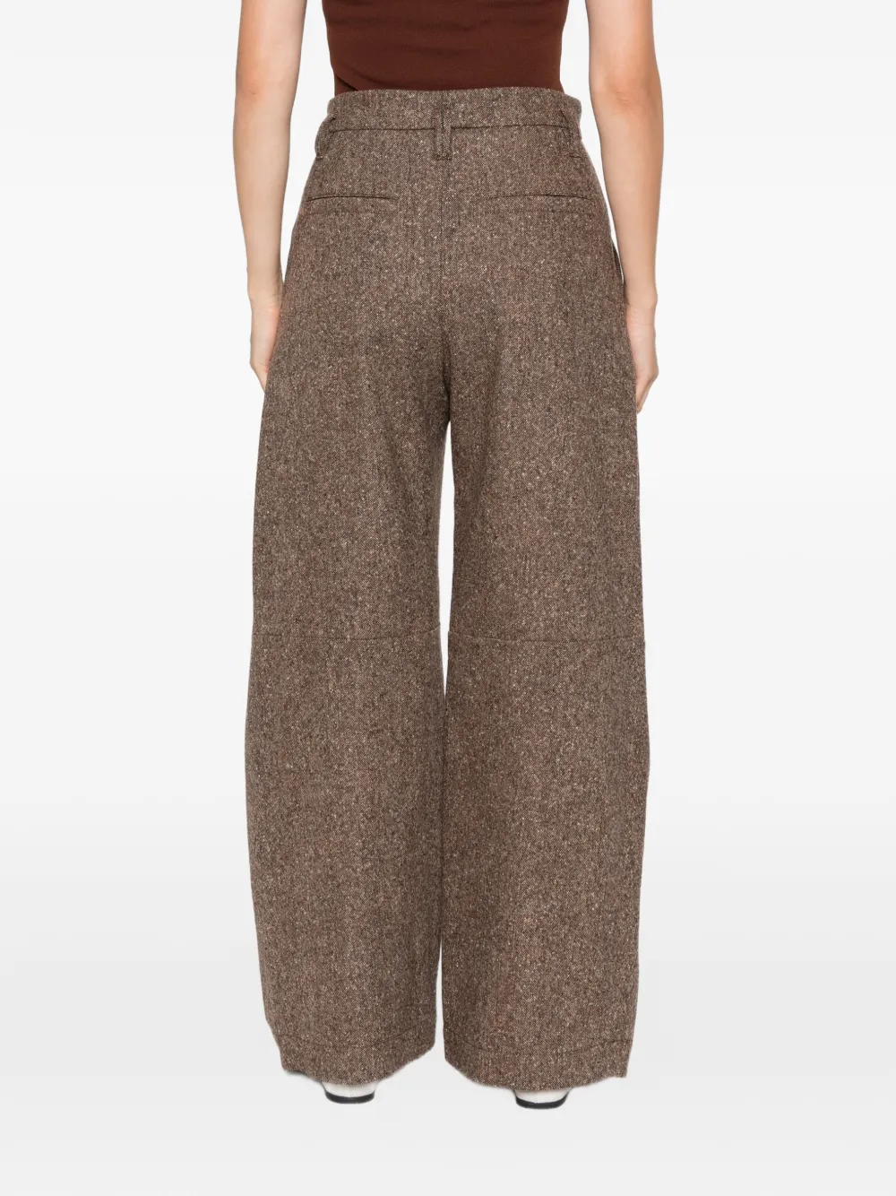 Brunello Cucinelli pleated tweed trousers Bruin