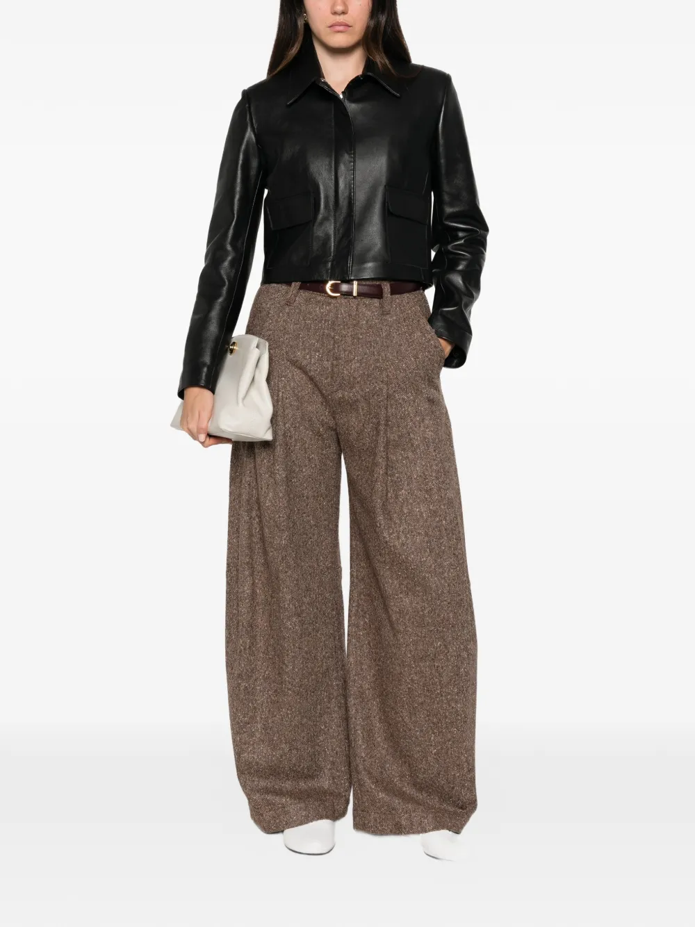 Brunello Cucinelli pleated tweed trousers Bruin