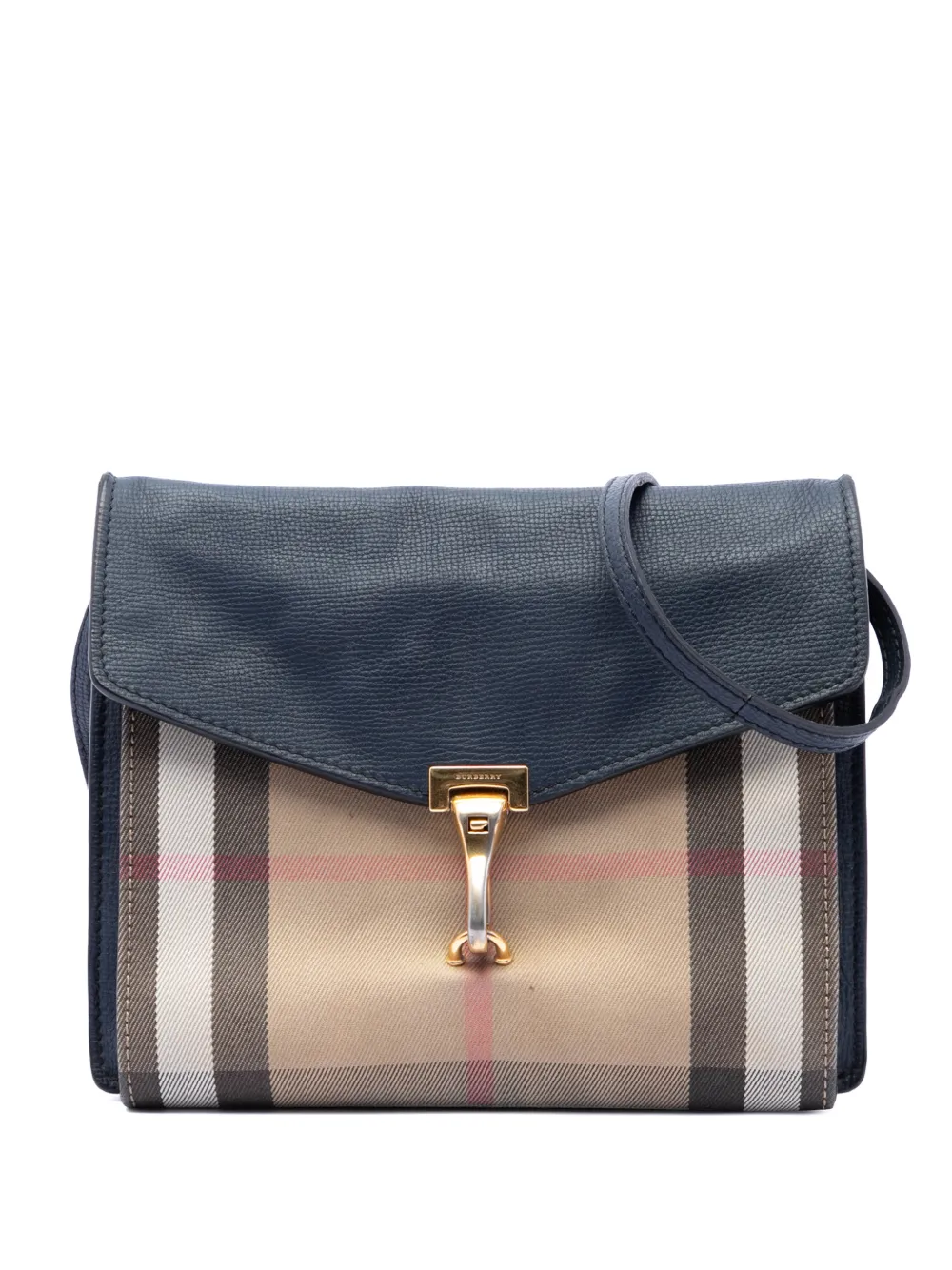 Burberry Pre-Owned 2000-2017 Small Leather and House Check Canvas Derby Macken crossbody bag - Blu