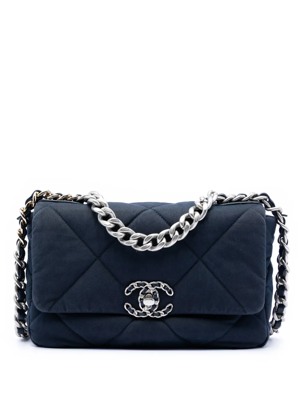 CHANEL Pre-Owned 2021-2026 Medium Quilted Jersey 19 Flap satchel - Blu
