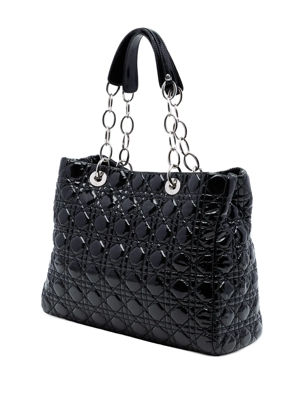  Christian Dior Pre-owned Borsa Tote Lady Dior Soft Shopping Grande Lucida Con Motivo Cannage 2011 - Nero 