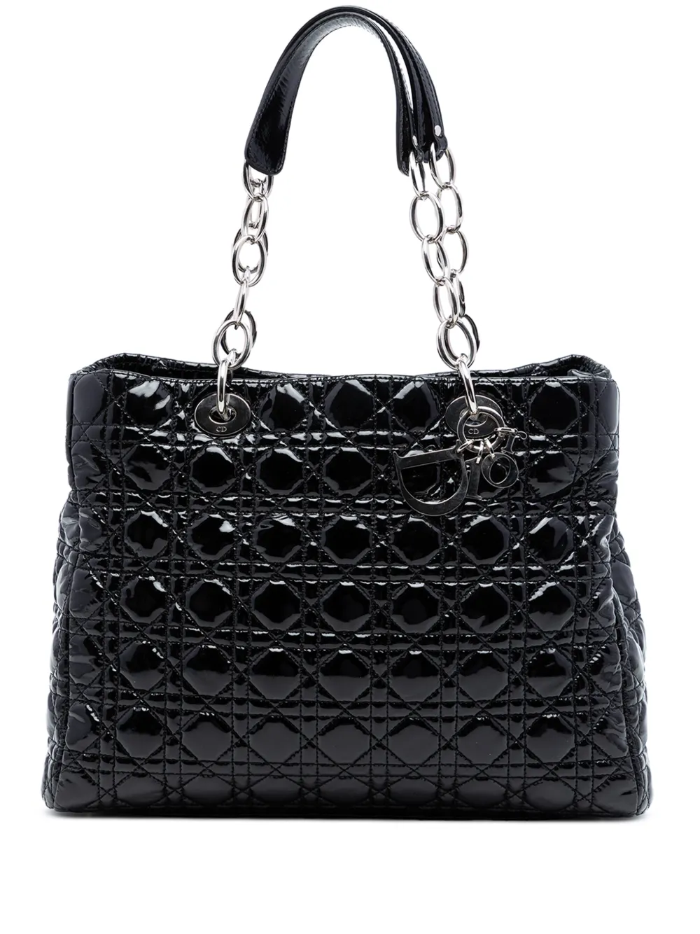 Christian Dior Pre-Owned 2011 Large Patent Cannage Lady Dior Soft Shopping tote bag - Nero