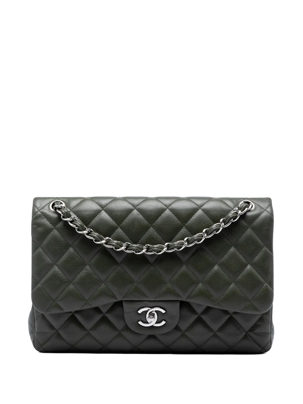 CHANEL Pre-Owned 2010-2011 Jumbo Classic Caviar Double Flap shoulder bag - Grün