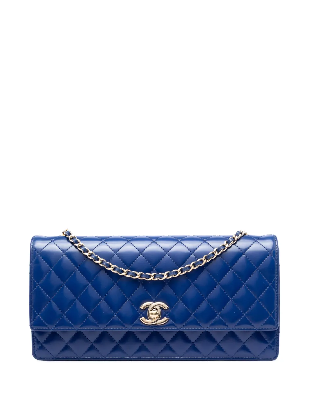CHANEL Pre-Owned 2011 Quilted Lambskin East West Flap Clutch with Chain crossbody bag - Blu