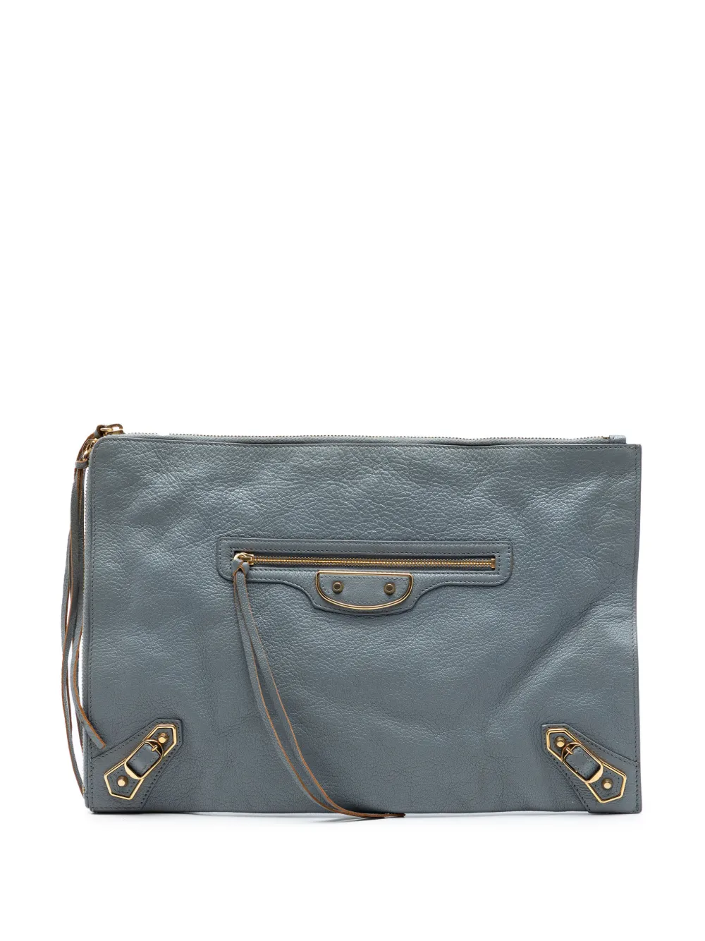 Balenciaga Pre-Owned 2016 Goatskin Motocross Classic Metallic Edge clutch bag - Grigio
