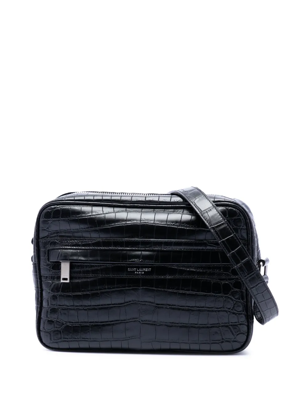 Saint Laurent Pre-Owned 2021 Crocodile Embossed Leather Camp Camera Bag crossbody bag - Nero