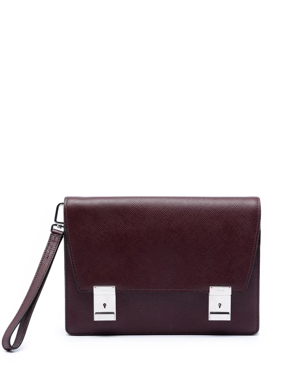 Prada Pre-Owned 2023-2026 Saffiano Double Lock Convertible clutch bag - Rosso