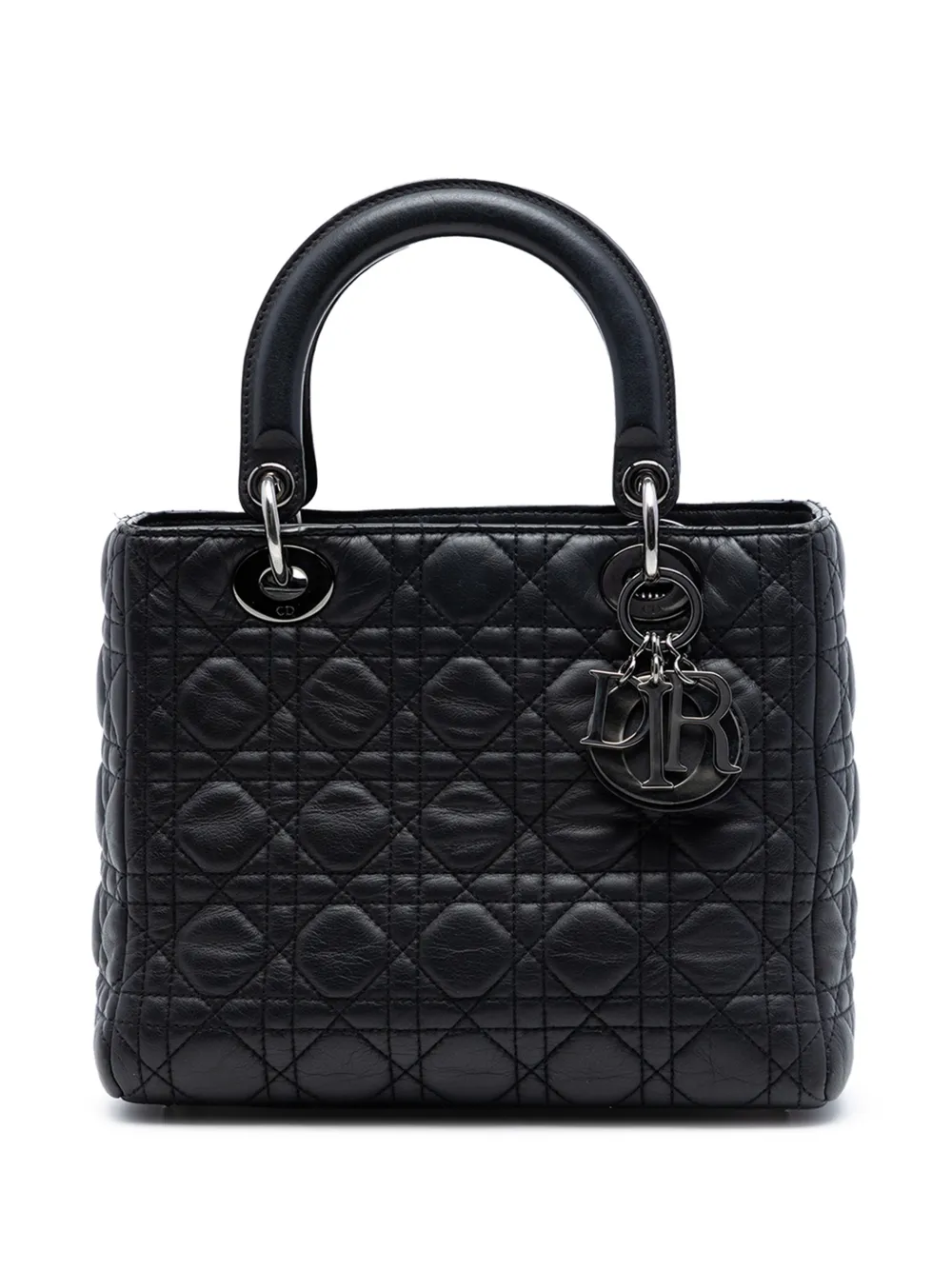 Christian Dior Pre-Owned 2011 Medium Lambskin Cannage Lady Dior satchel - Black