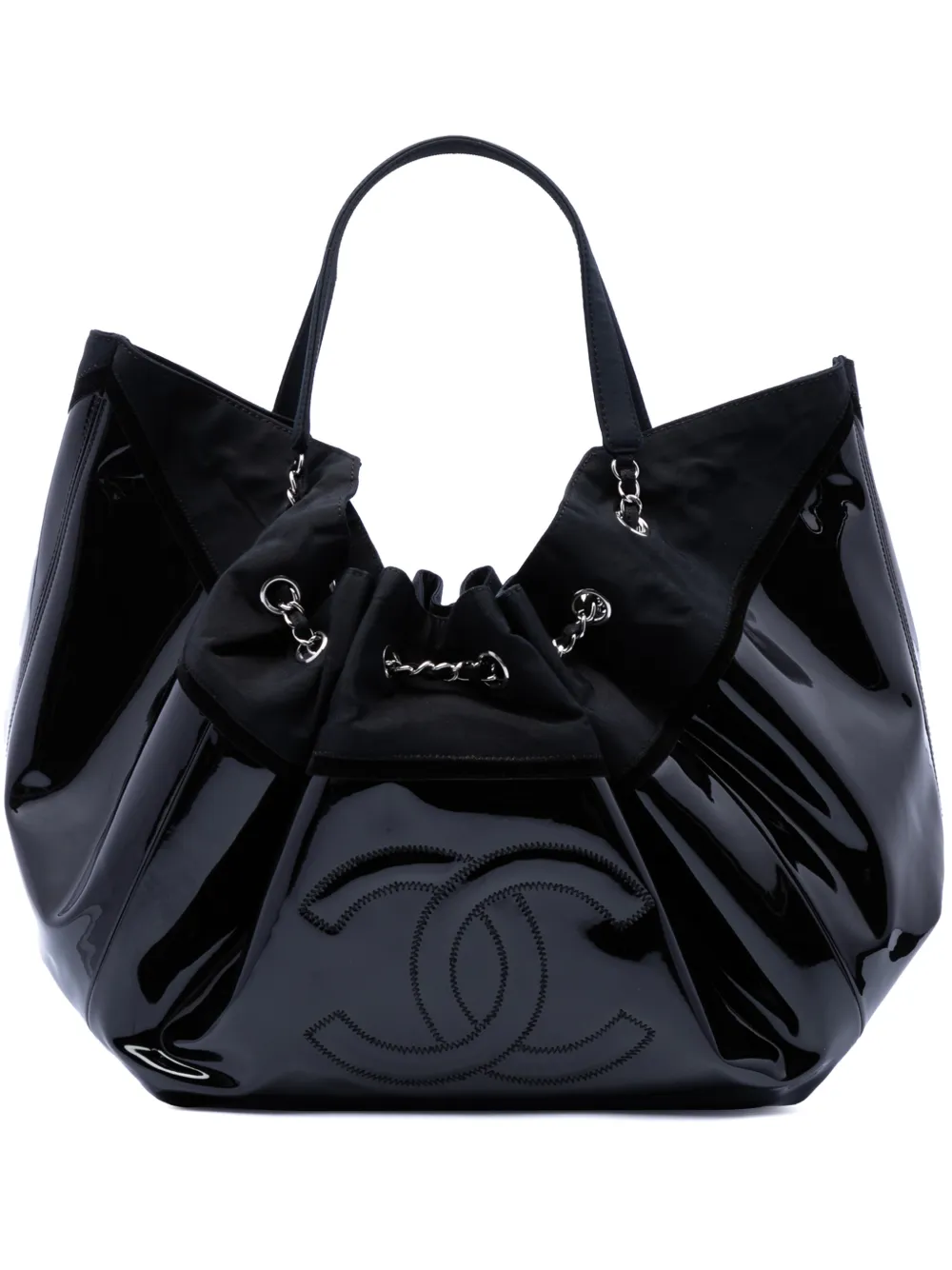 CHANEL Pre-Owned 2016-2026 Large Patent Stretch Spirit Cabas tote bag - Nero
