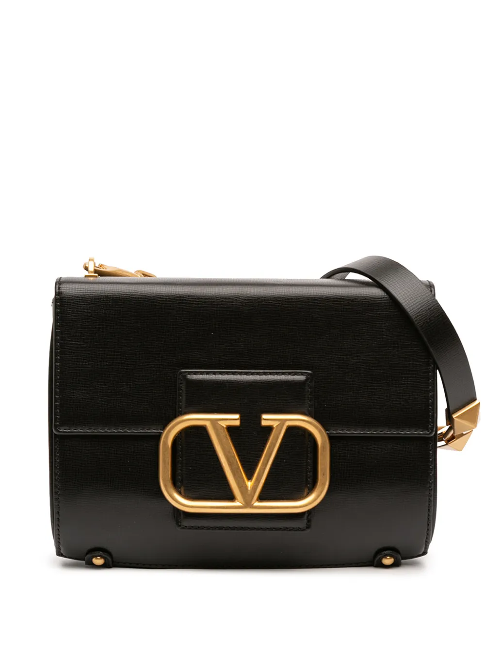Valentino Garavani Pre-Owned 2018-2026 Grained Calfskin Stud Sign shoulder bag - Nero