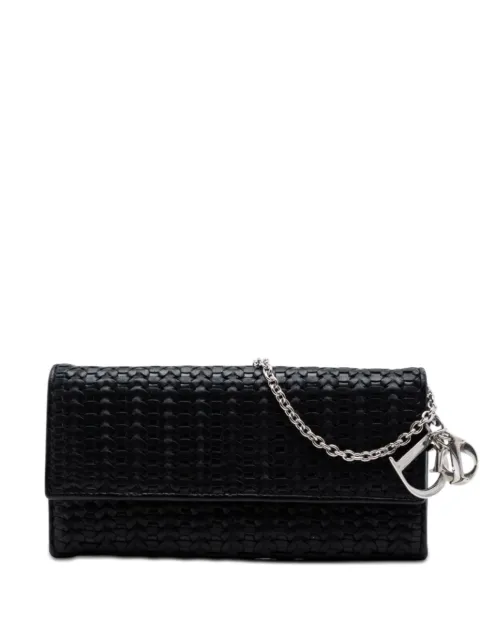 Christian Dior Pre-Owned 2008 Woven Lambskin Lady Dior Rendezvouz Wallet on Chain handbag