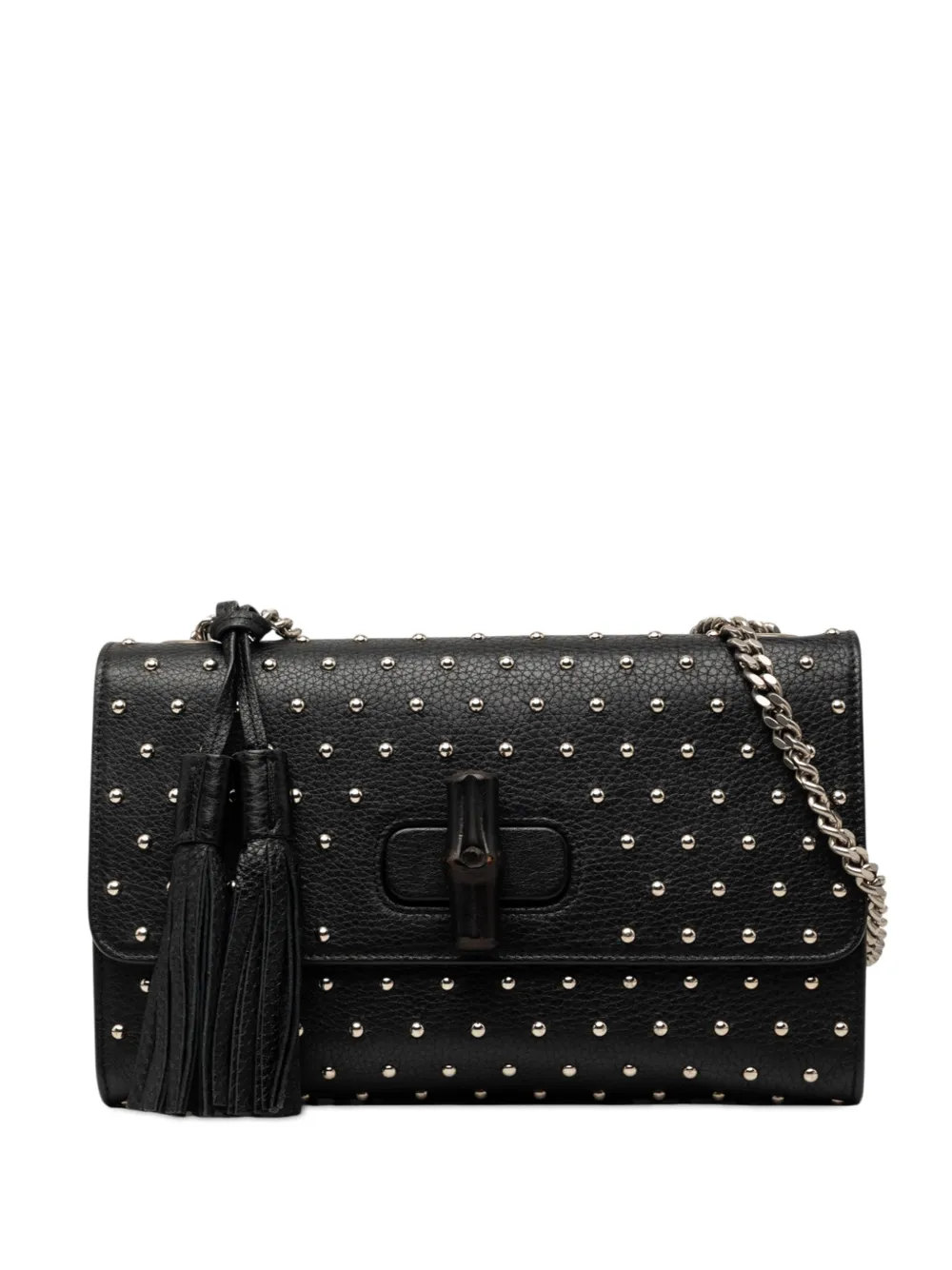 Gucci Pre-Owned 2016-2026 Medium Studded Leather Miss Bamboo crossbody bag - Nero