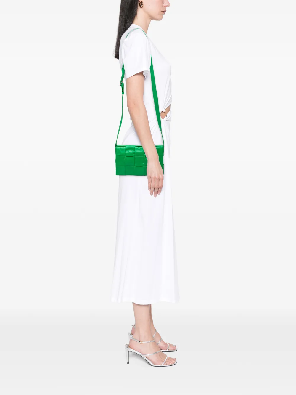  Bottega Veneta Pre-owned Borsa A Tracolla Stretch Paper Intrecciato Cassette Piccola In Pelle Di Vitello 2012-2026 - Verde 