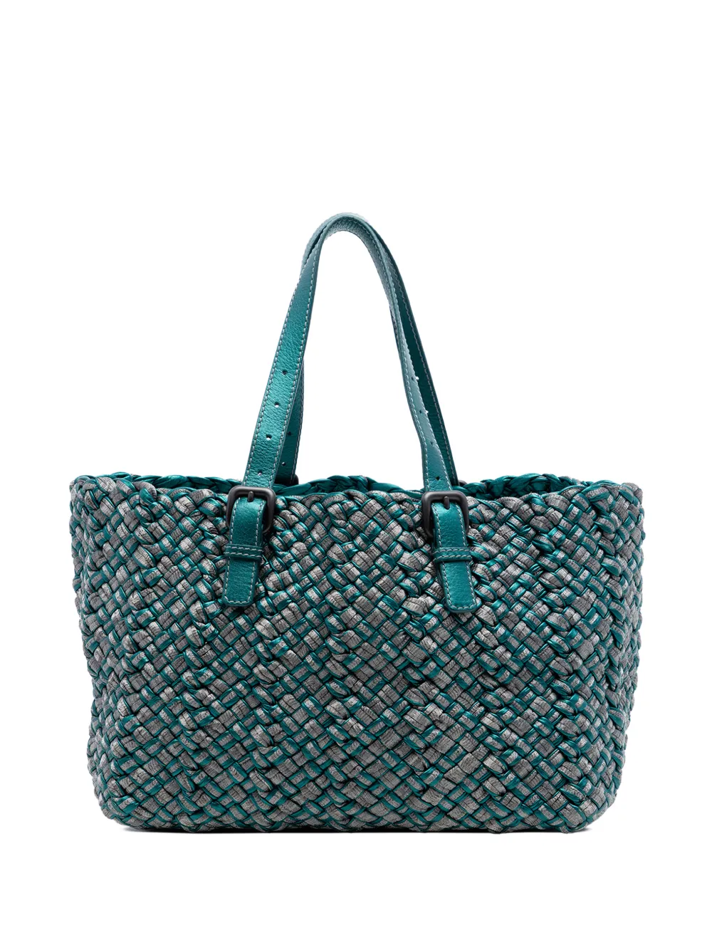 Bottega Veneta Pre-Owned 2012-2026 Medium Metallic Nappa Intrecciato Cesta tote bag - Blue
