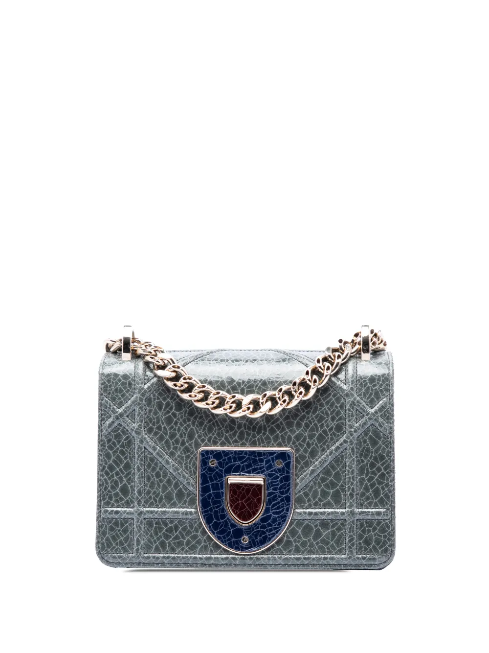Christian Dior Pre-Owned 2016 Mini Crackled Deerskin Diorama Flap crossbody bag - Grigio