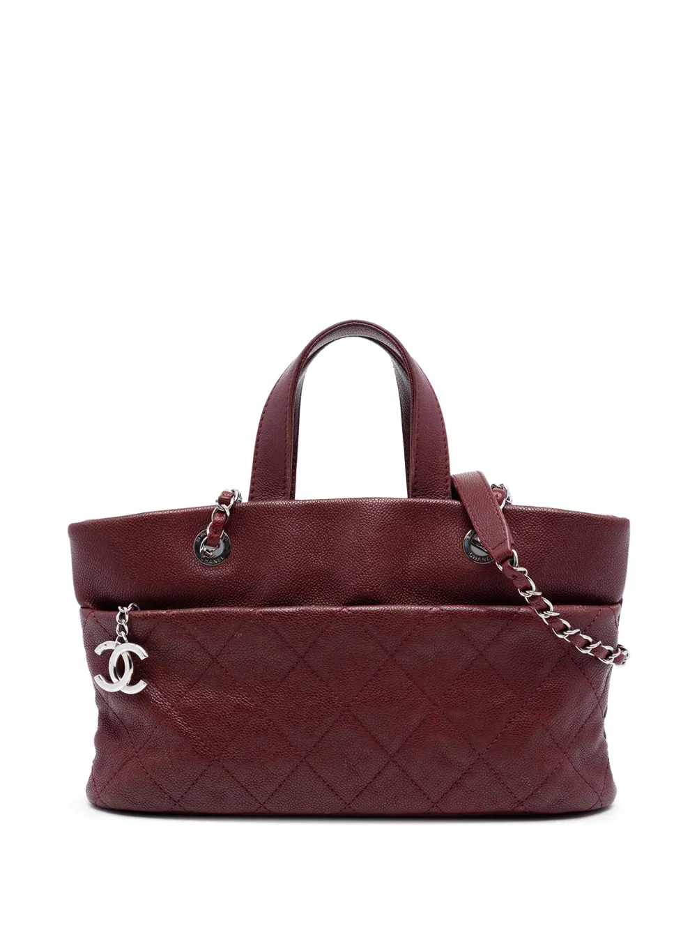 CHANEL Pre-Owned 2014-2015 Quilted Caviar Shopping Tote satchel - Rosso
