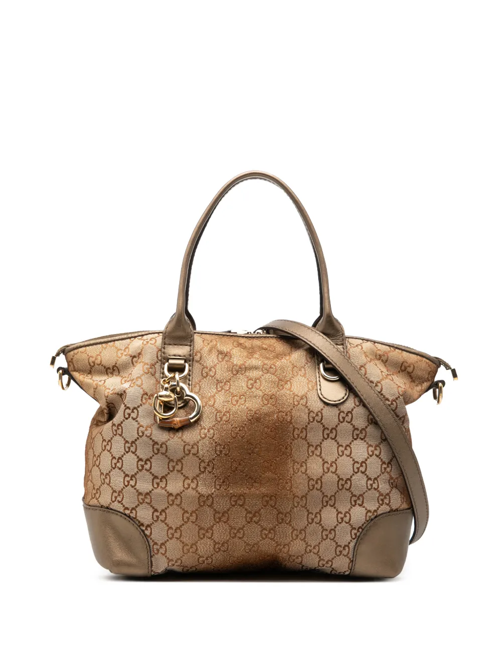 Gucci Pre-Owned 2000-2015 GG Lurex Heart Bit satchel - Marrone