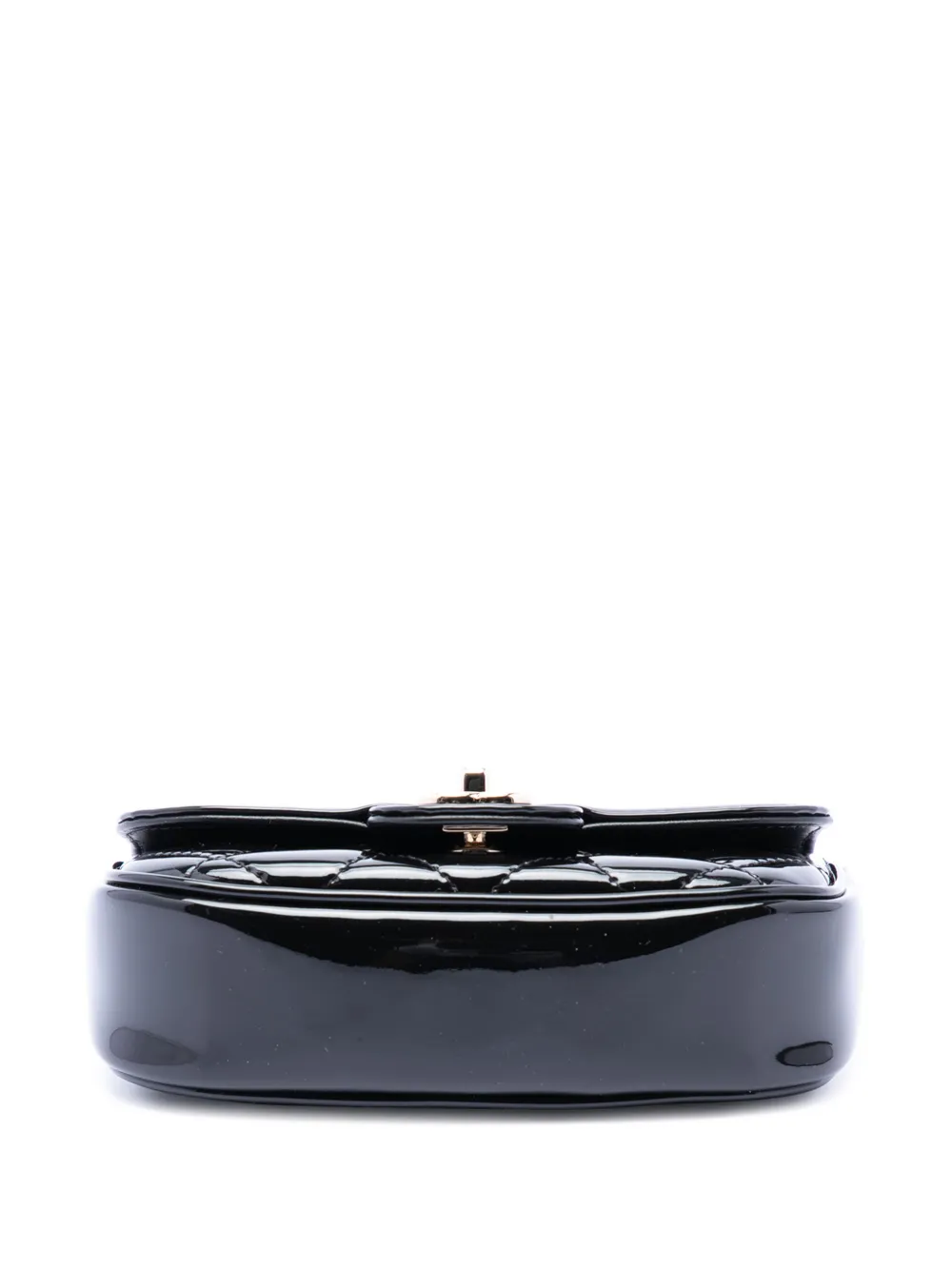 Chanel Pre-owned 2021-2026 Mini CC Quilted Patent Single Flap Crossbody Bag in Black, view 4
