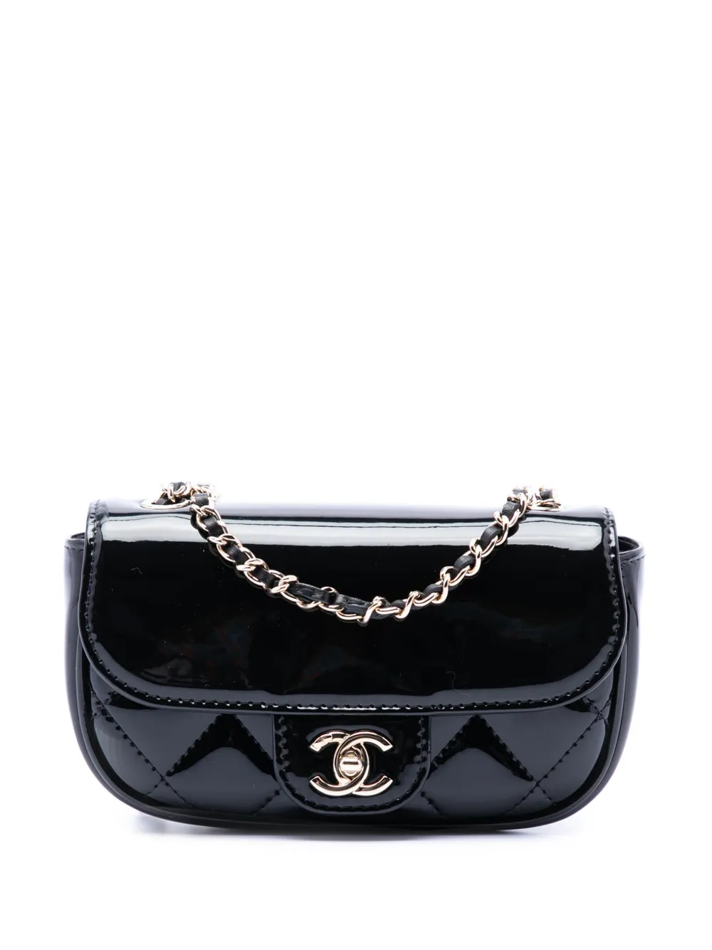 CHANEL Pre-Owned 2021-2026 Mini CC Quilted Patent Single Flap crossbody bag - Black