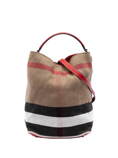 Burberry Pre-Owned mellemstor mega-ternet Ashby bucket-satchel-taske i lærred fra 2000-2017