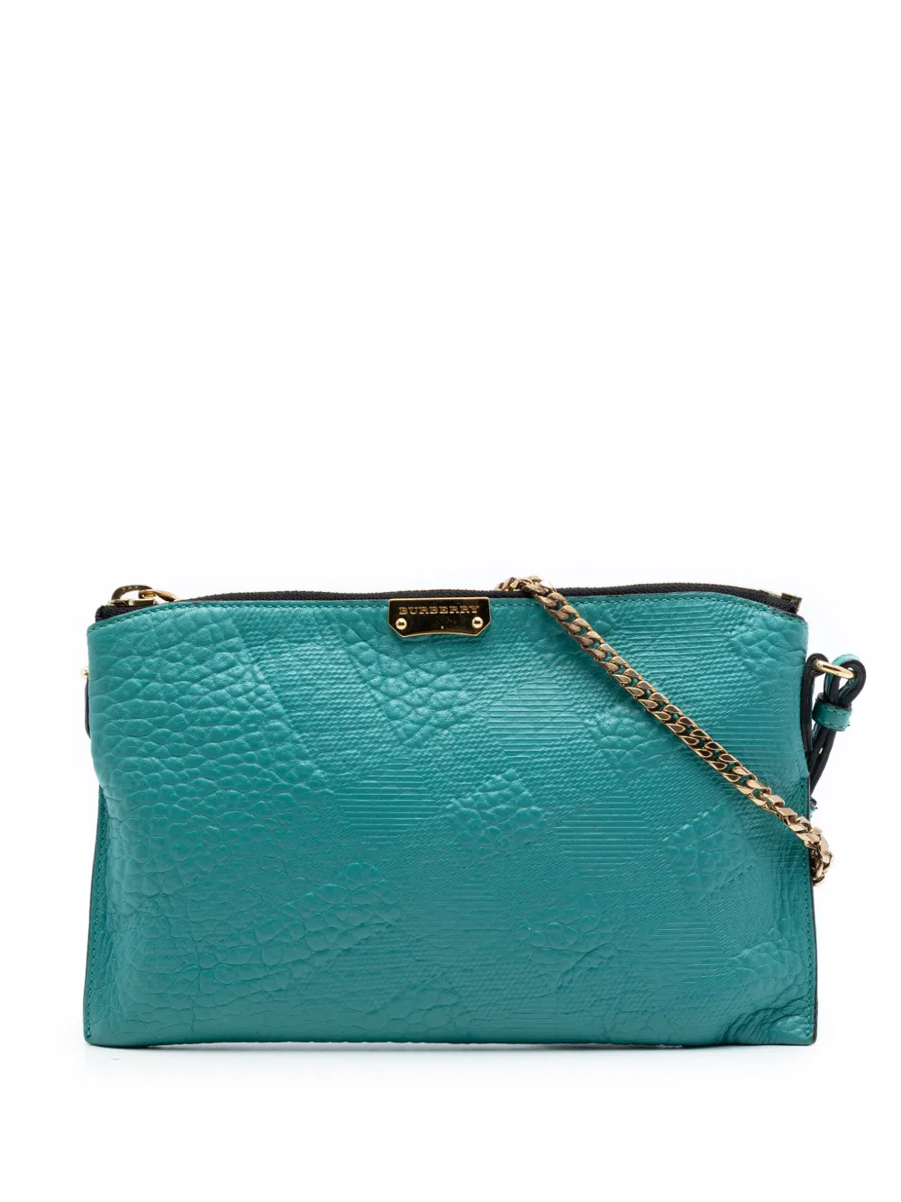 Burberry Pre-Owned 2000-2017 Grain Check Embossed Leather Peyton crossbody bag - Blue