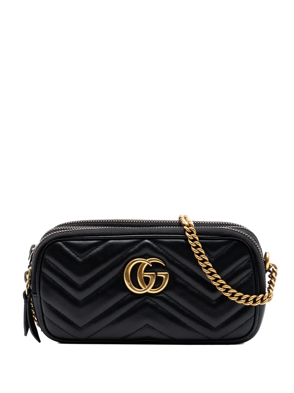 Gucci Pre-Owned 2016-2026 Mini GG Marmont Matelasse Leather Triple Zip crossbody bag - Schwarz