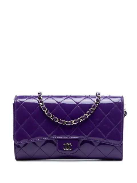CHANEL Pre-Owned 2015-2016 CC Quilted Patent Wallet On Chain shoulder bag