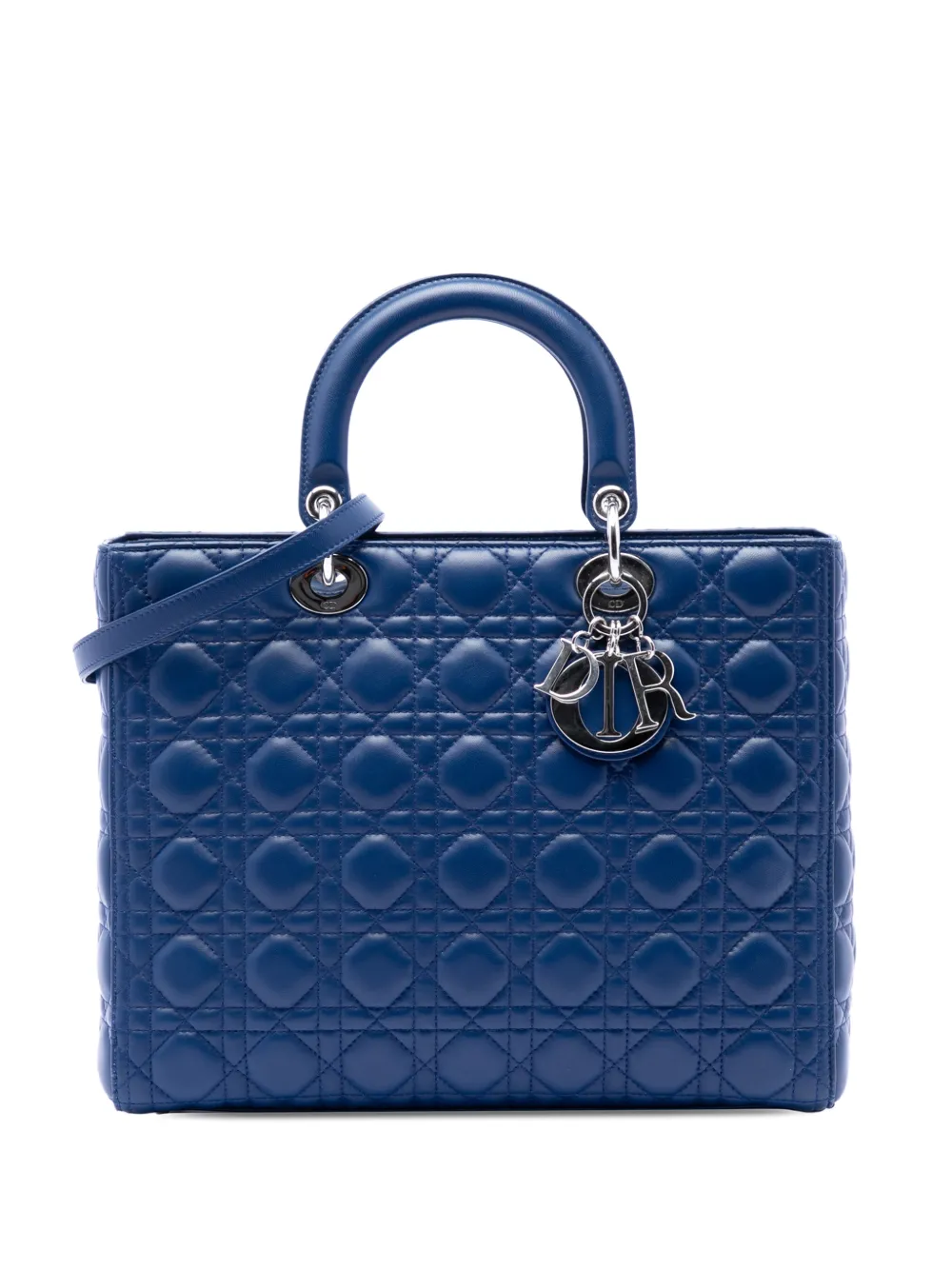Christian Dior Pre-Owned 2012 Large Lambskin Cannage Lady Dior satchel - Blu