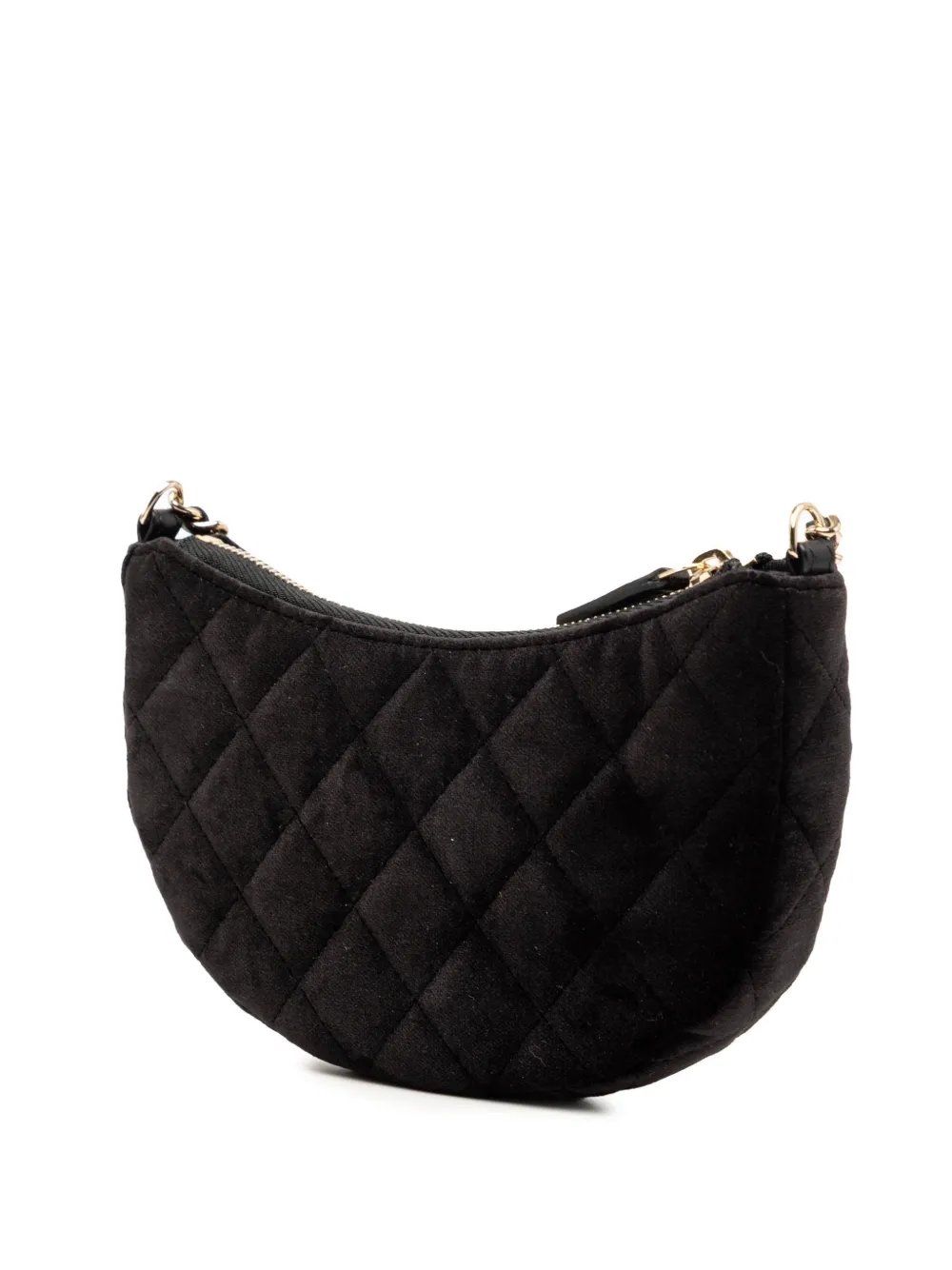  Chanel Pre-owned Sac à Bandoulière Matelassé Half Moon En Velours à Bride En Chaîne (2021-2026) - Noir 