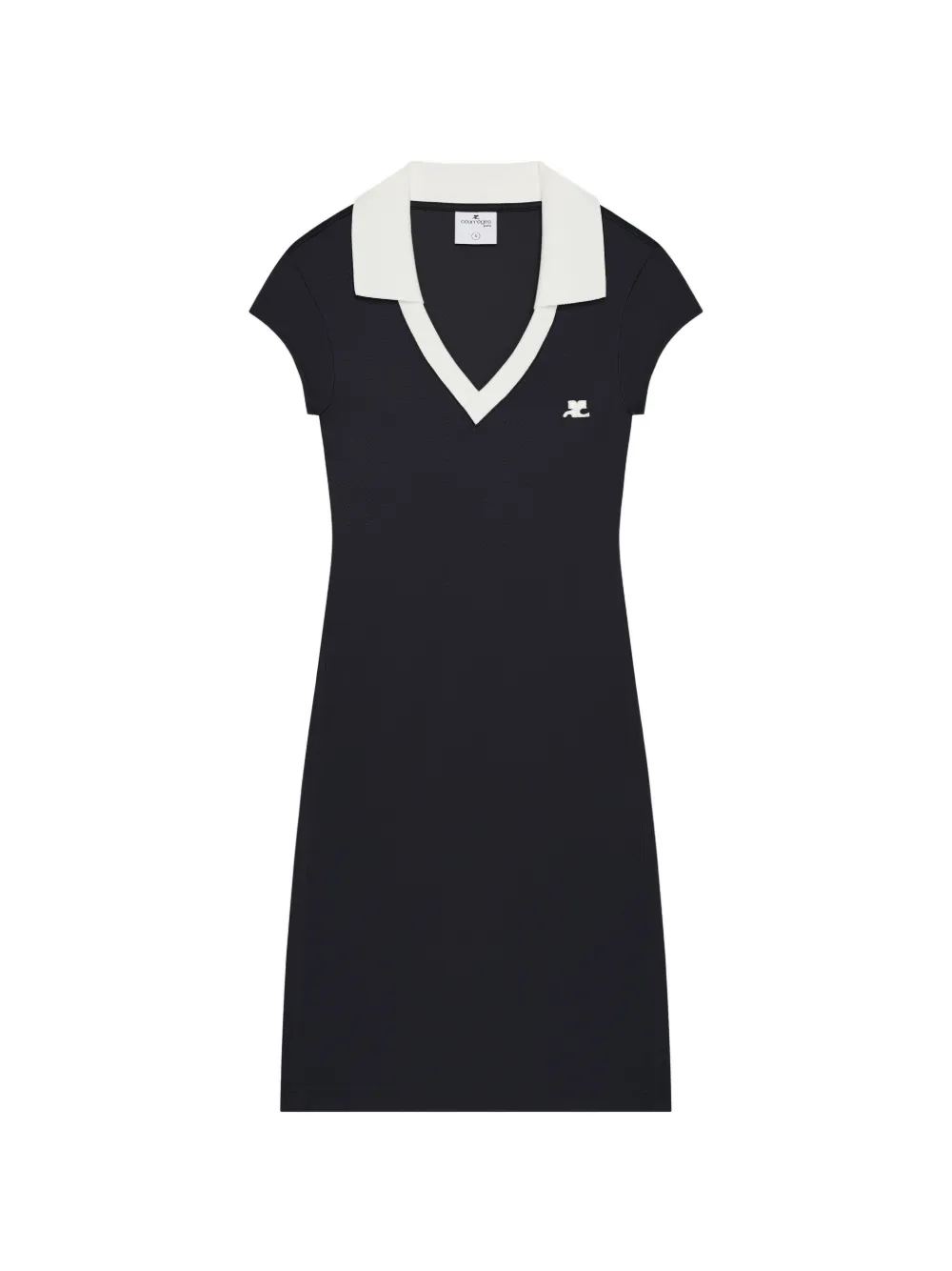 Courrèges logo-patch V-neck mini dress - Nero