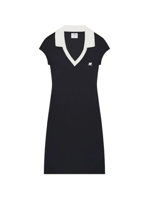 Courrèges logo-patch V-neck mini dress