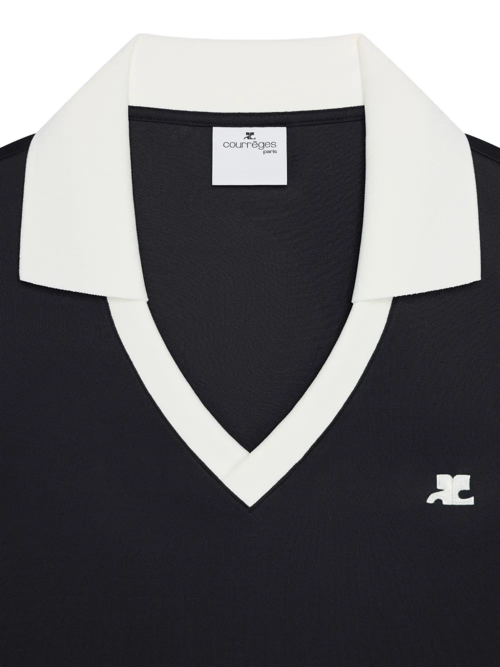 Courrèges Mini-jurk met logopatch en V-hals Zwart