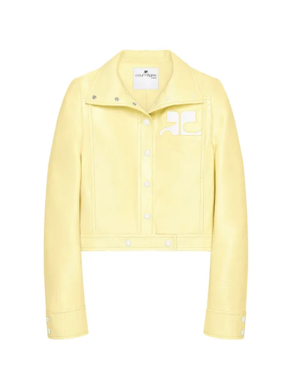 【極美品】courrèges クロップド丈　コットンジャケット　ロゴ　近年モデル Courrèges クロップド ジャケット | イエロー | FARFETCH JP