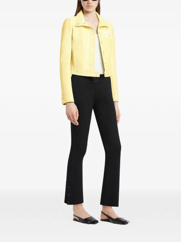 【極美品】courrèges クロップド丈　コットンジャケット　ロゴ　近年モデル Courrèges クロップド ジャケット | イエロー | FARFETCH JP