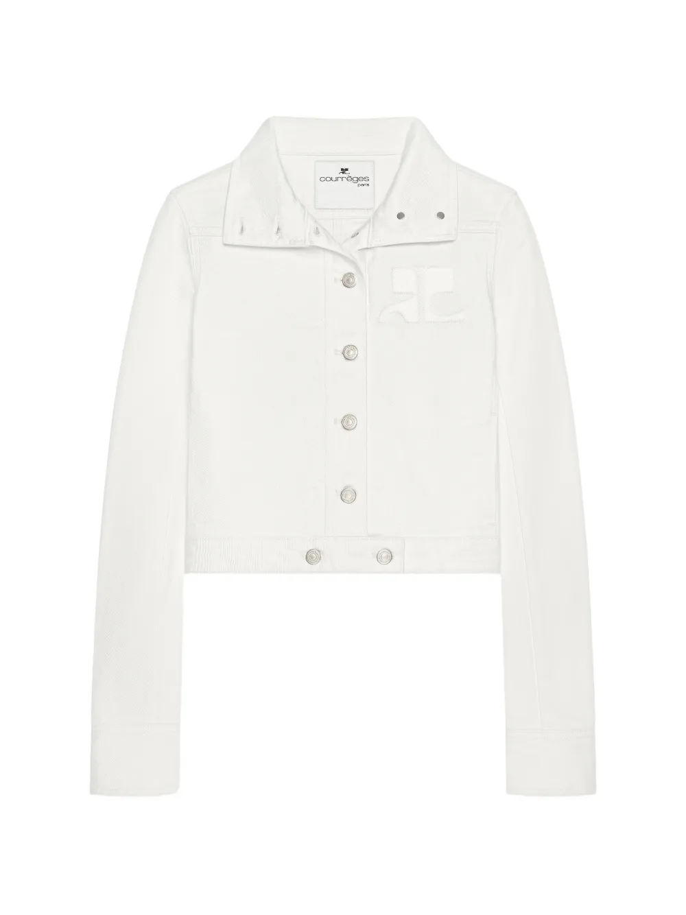 Courrèges logo-patch denim jacket - Bianco