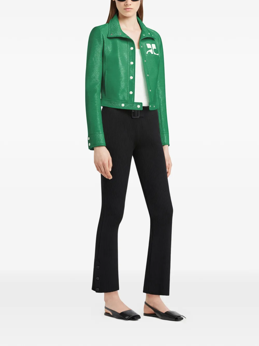  Courrèges Chaqueta Corta Con Efecto Vinilo - Verde 