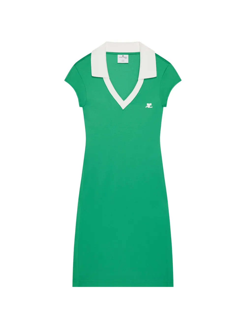 Courrèges logo-embroidered V-neck mini dress - Verde