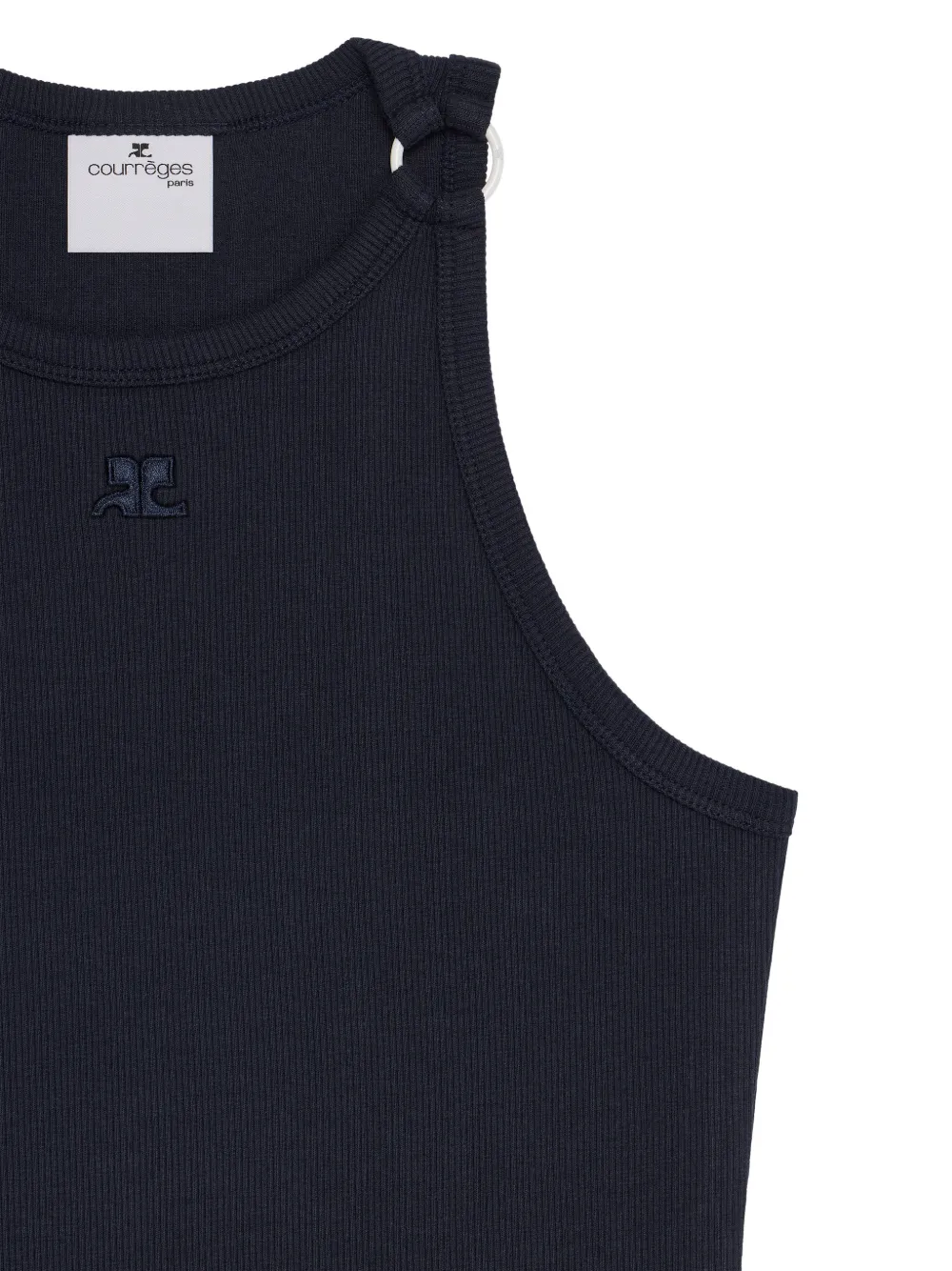 Courrèges Ribgebreide midi-jurk met gespdetail Blauw