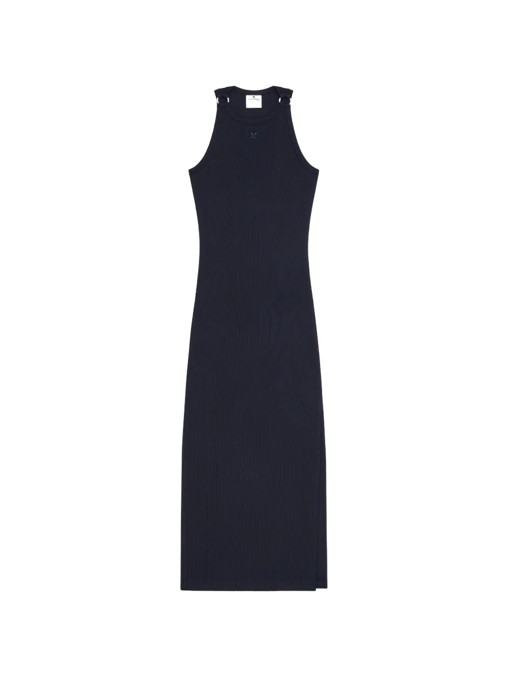 Courrèges buckle-detail ribbed-knit midi dress - Blu