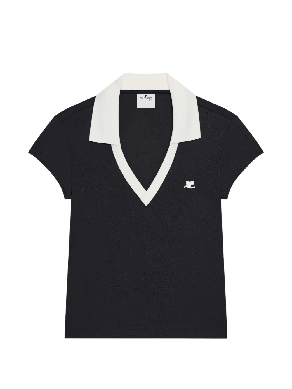 Courrèges V-neck cropped T-shirt - Nero