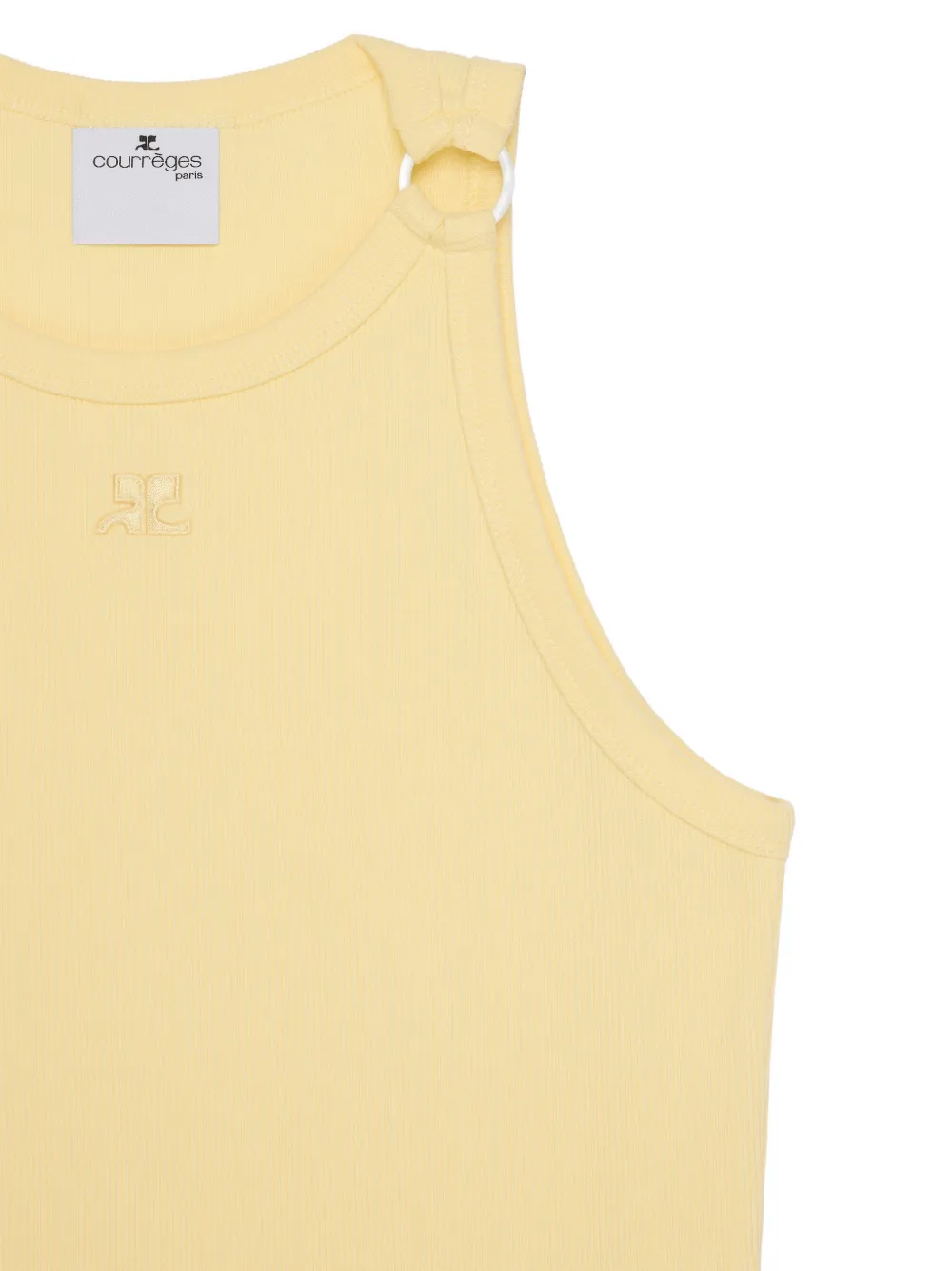 Courrèges Ribgebreide midi-jurk met gespdetail Geel